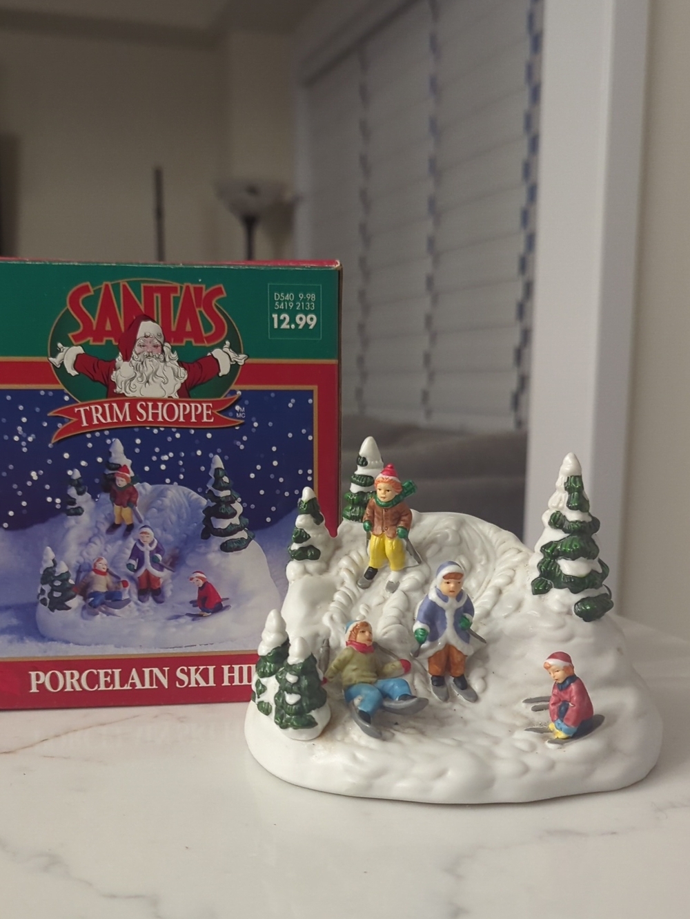 Porcelain Ski Hill Outdoor Activities Scene Christmas Village Accessory